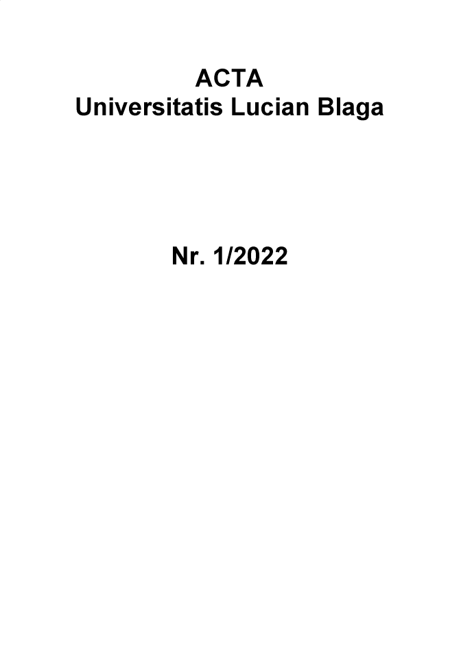 handle is hein.journals/asunlub2022 and id is 1 raw text is: 

         ACTA
Universitatis Lucian Blaga




       Nr. 1/2022


