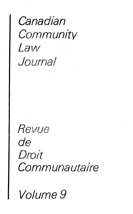 handle is hein.journals/ccljrcd9 and id is 1 raw text is: Canadian
Community
Law
Joumnal




Revue
de
Droit
Communautaire

volume 9


