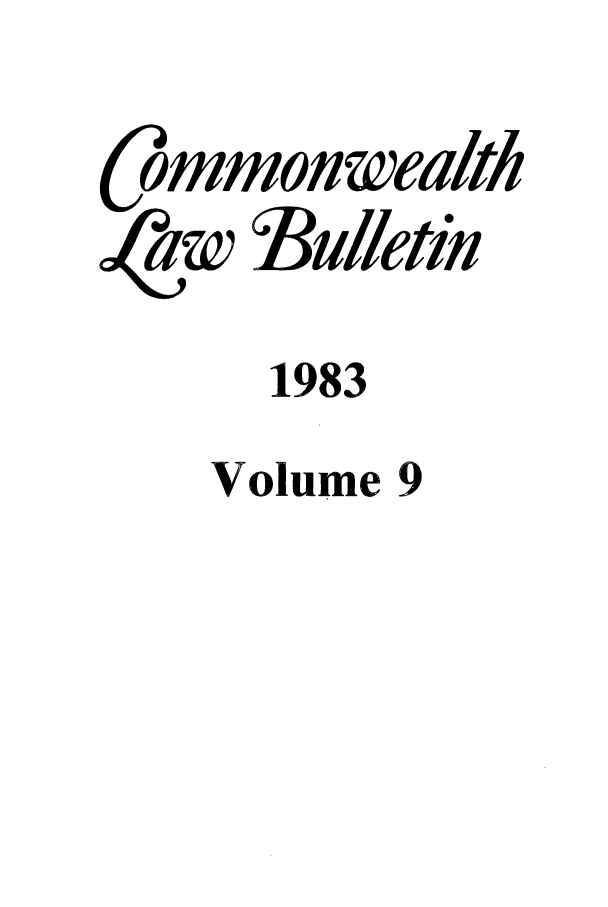 handle is hein.journals/commwlb9 and id is 1 raw text is: ommon wealth
aw Bulletin
1983
Volume 9


