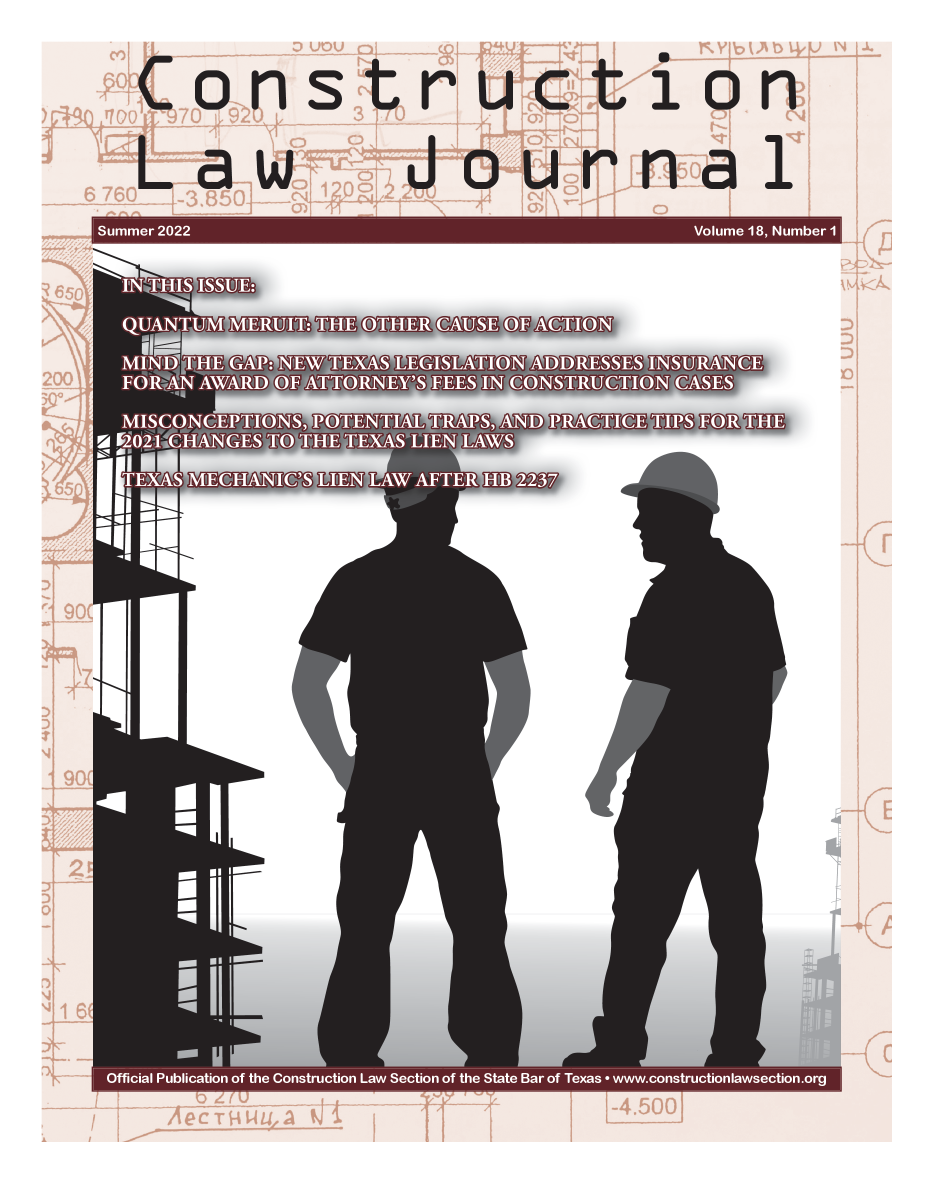 handle is hein.journals/constlj18 and id is 1 raw text is: Construction
Law     Journal
-Summer 2022     u
Misl  @EEE IMEEUNQS2W

h


