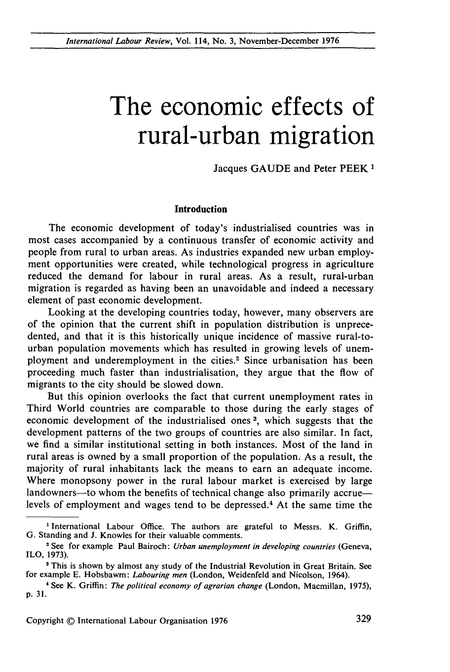 The Economic Effects Of Rural Urban Migration 114 International Labour The Economic Effects Of Rural Urban Migration 114 International Labour