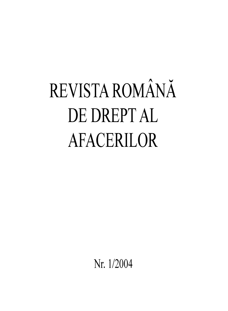 handle is hein.journals/ririinesana2004 and id is 1 raw text is: 


REVISTA ROMÅNA
  DE DREPT AL
  AFACERILOR





     Nr. 1/2004


