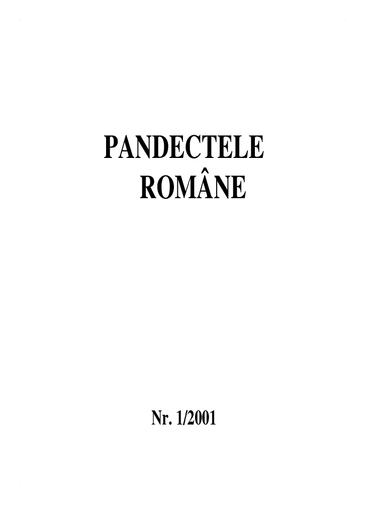 handle is hein.journals/rpanderom2001 and id is 1 raw text is: 


PANDECTELE
  ROMANE





  Nr. 1/2001


