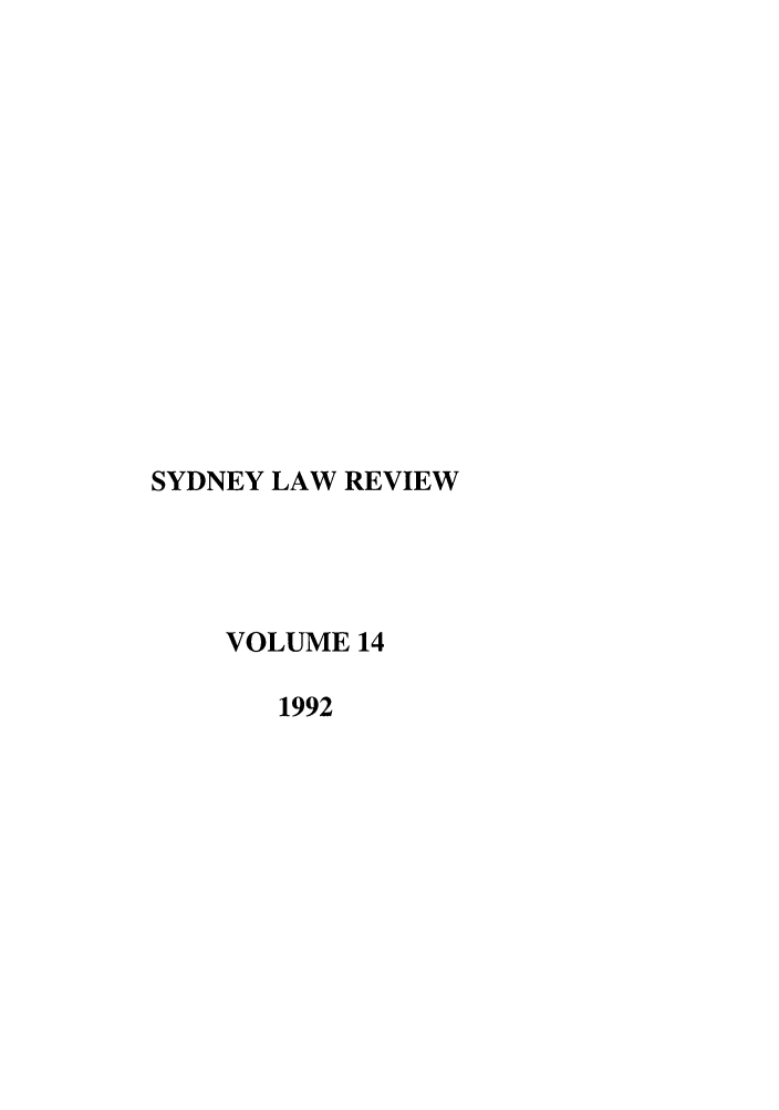 handle is hein.journals/sydney14 and id is 1 raw text is: SYDNEY LAW REVIEW
VOLUME 14
1992


