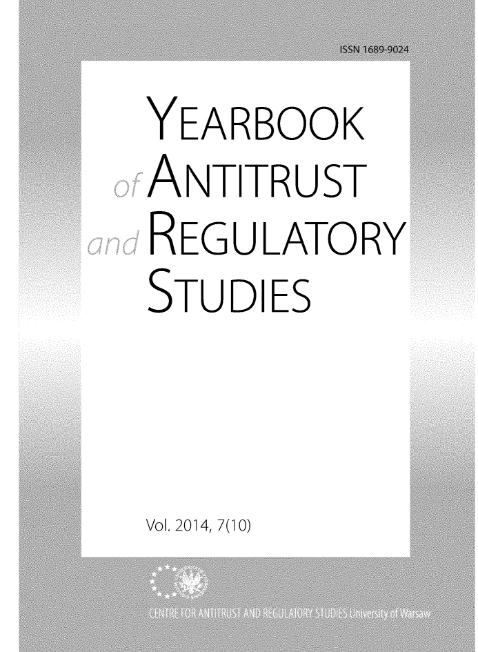 handle is hein.journals/yars10 and id is 1 raw text is: 
YEARBOOK
ANTITRUST
REGULATORY
STUDIES


Vol. 2014, 7(10)


