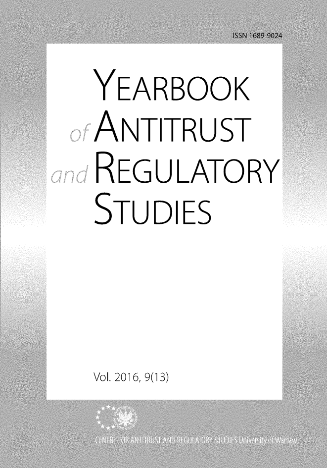 handle is hein.journals/yars13 and id is 1 raw text is: 
YEARBOOK
ANTITRUST
REGULATORY
STUDIES


Vol. 2016, 9(13)


