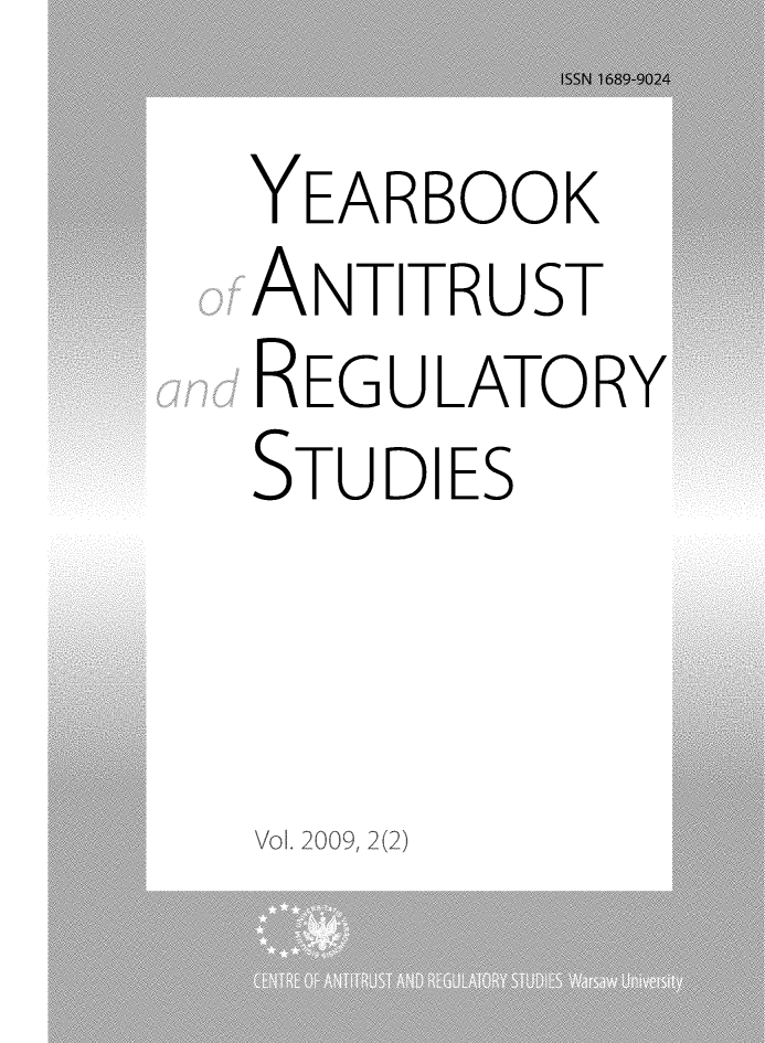 handle is hein.journals/yars2 and id is 1 raw text is: 
YEARBOOK
ANTITRUST
REGULATORY
STUDIES


Vol. 2009,2)(2)


