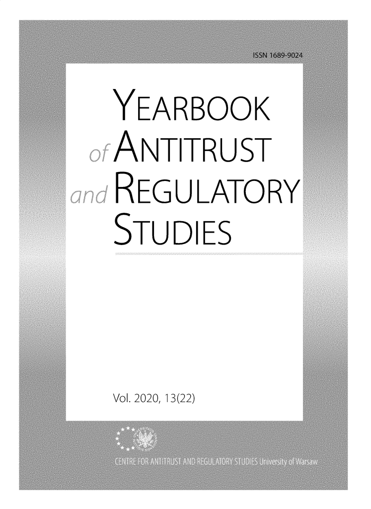 handle is hein.journals/yars22 and id is 1 raw text is: 
YEARBOOK
ANTITRUST
REGULATORY
STUDIES


Vol. 2020, 13(22)


