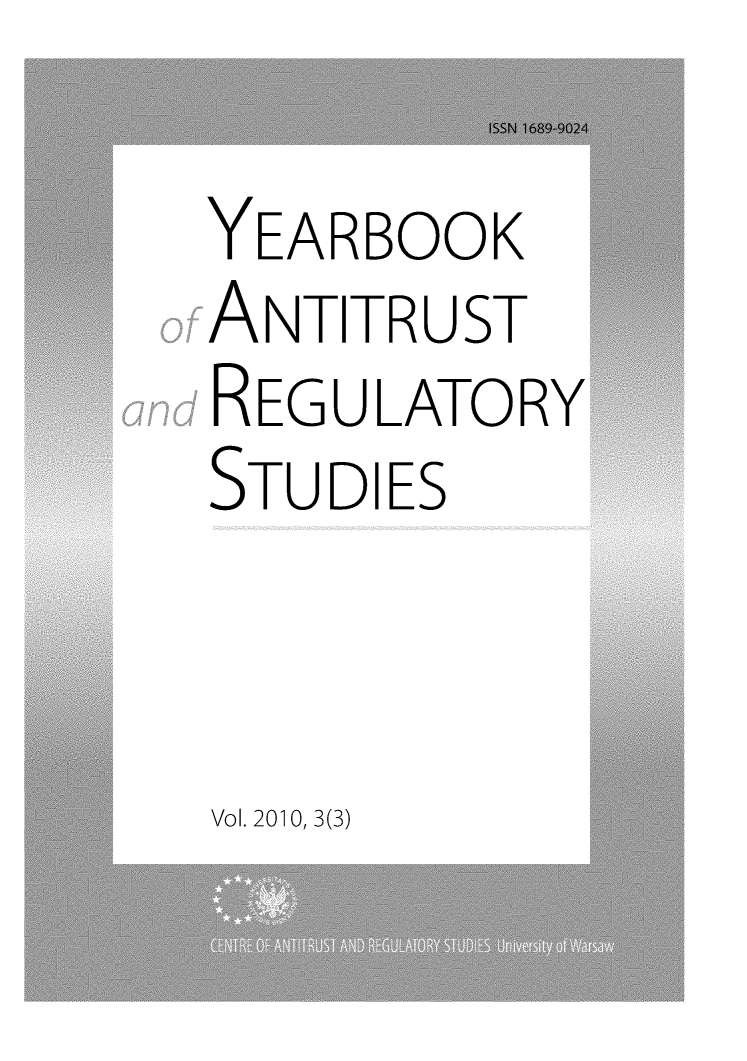 handle is hein.journals/yars3 and id is 1 raw text is: 
YEARBOOK
ANTITRUST
REGULATORY
STUDIES


Vol. 2010, 3(3)


