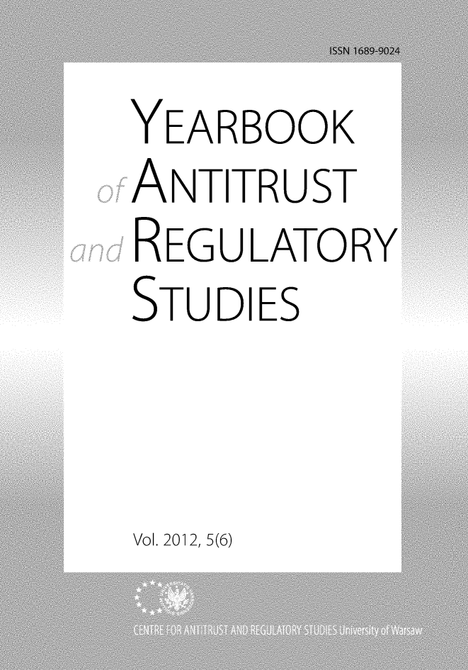 handle is hein.journals/yars6 and id is 1 raw text is: 
YEARBOOK
ANTITRUST
REGULATORY
STUDIES


Vol. 2012, 5(6)


