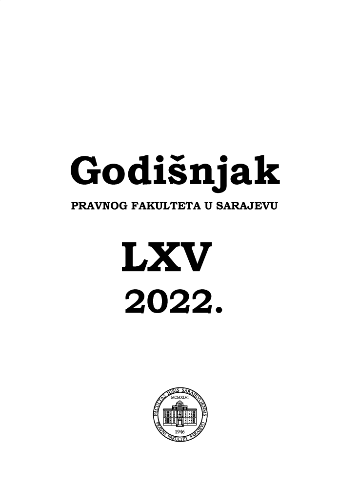 handle is hein.journals/ybklfsrj65 and id is 1 raw text is: Godisnjak
PRAVNOG FAKULTETA U SARAJEVU
LXV
2022.


