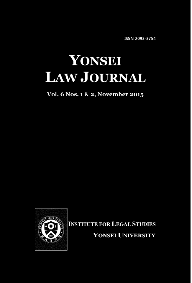 handle is hein.journals/yonsei6 and id is 1 raw text is: 




                SSN29335



     0O  SE

LAw     SR     AL

Vol 6 Ns. I & 2 Noebr21




















  .. ...........

     INTTUEFR EA SDE


