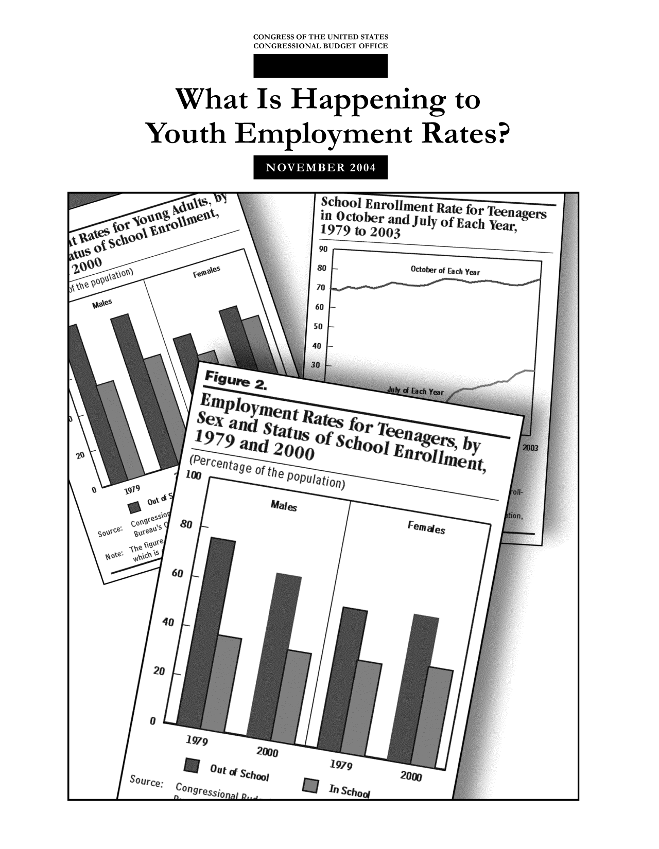 handle is hein.congrec/cbo9518 and id is 1 raw text is: CONGRESS OF THE UNITED STATES
CONGRESSIONAL BUDGET OFFICE
What Is Happening to
Youth Employment Rates?
NOVEMBER 2004

School Enrollmenfatfofeagr
in Ototr ad July of Each Ye tr,agr
1979 to 200

October of Each Year

Mfalie

Feales

1 979

19/9

Out ofSchol

2000


