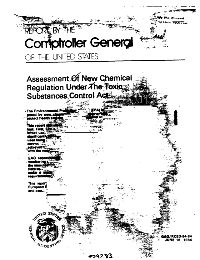 handle is hein.gao/gaobabeqv0001 and id is 1 raw text is: 



Co      trollerGener      >    2
OF THE UNITED STATES


AssessmentOf New Chemical
Regulation UnderA he-ToxN
Substances Control A J
           - .



