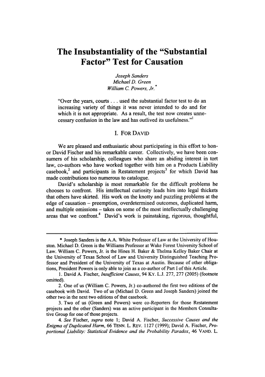 what is the substantial factor test for causation