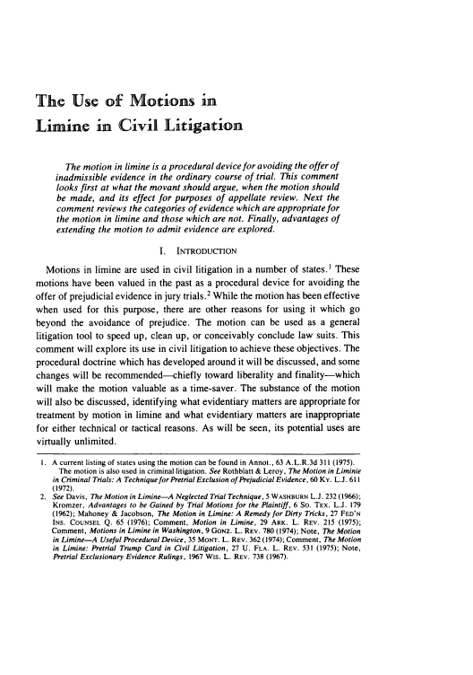 motion in limine civil case