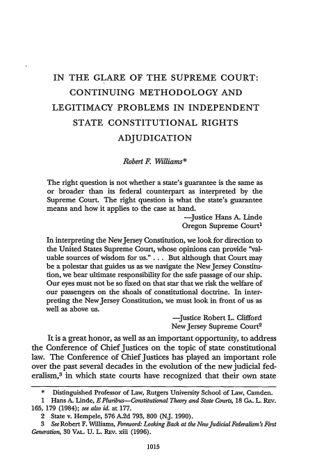 In the Glare of the Supreme Court: Continuing Methodology and