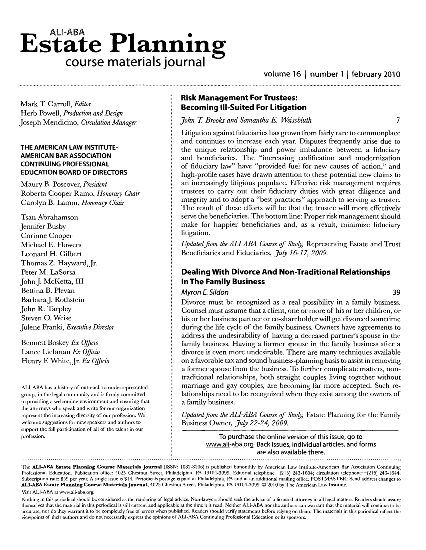 Ali Aba Estate Planning Course Materials Journal V 16