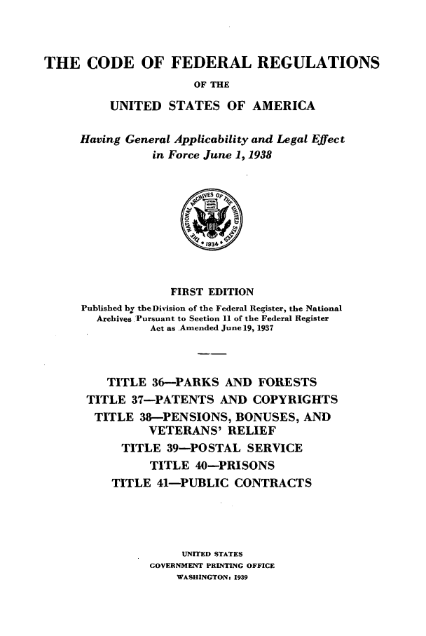 Code of federal regulations title 41