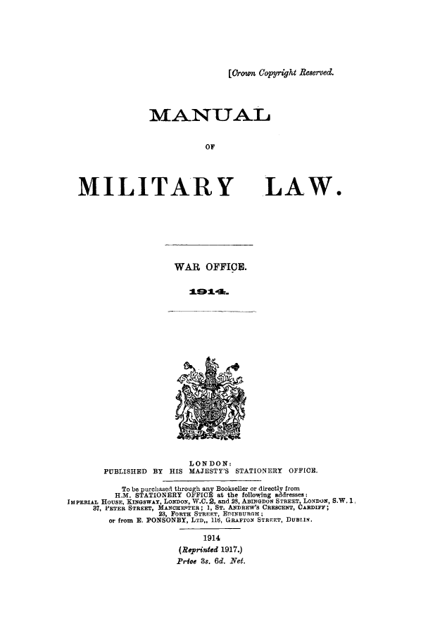 Manual Of Military Law V 1 - 