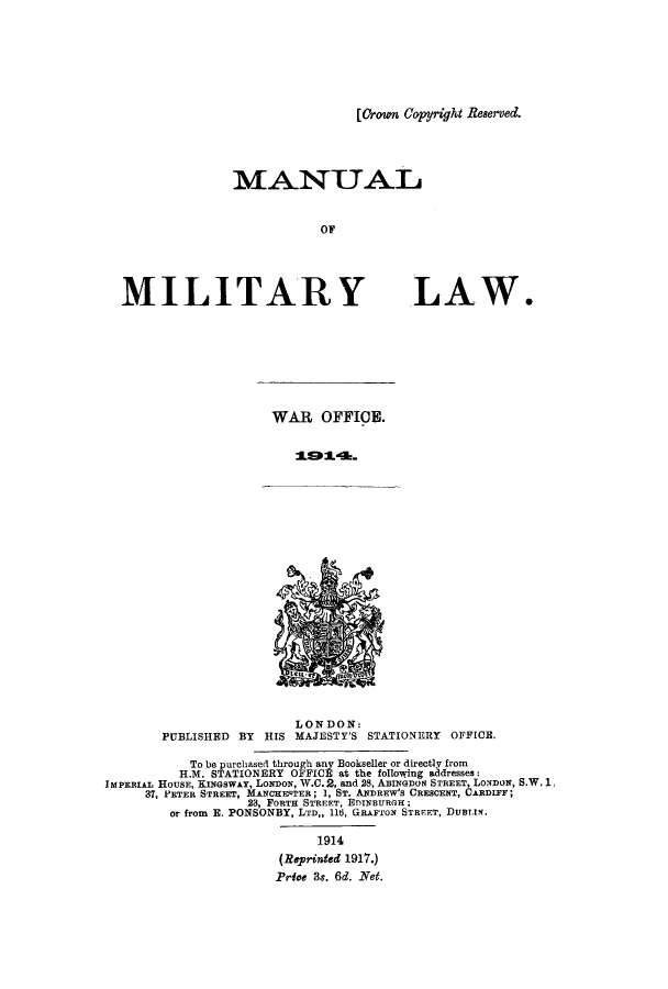 Manual Of Military Law V 1 -