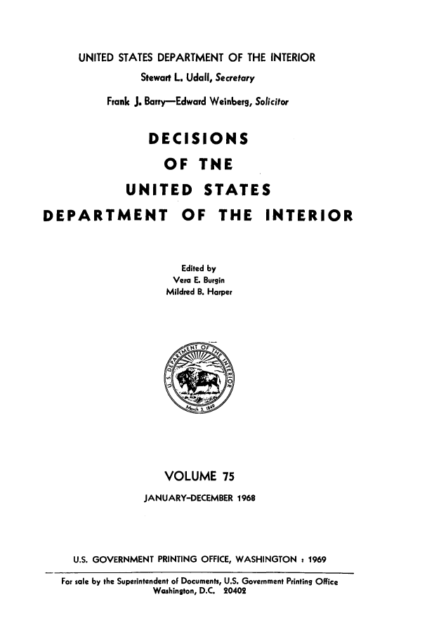 Decisions Of The Department Of The Interior U S Department
