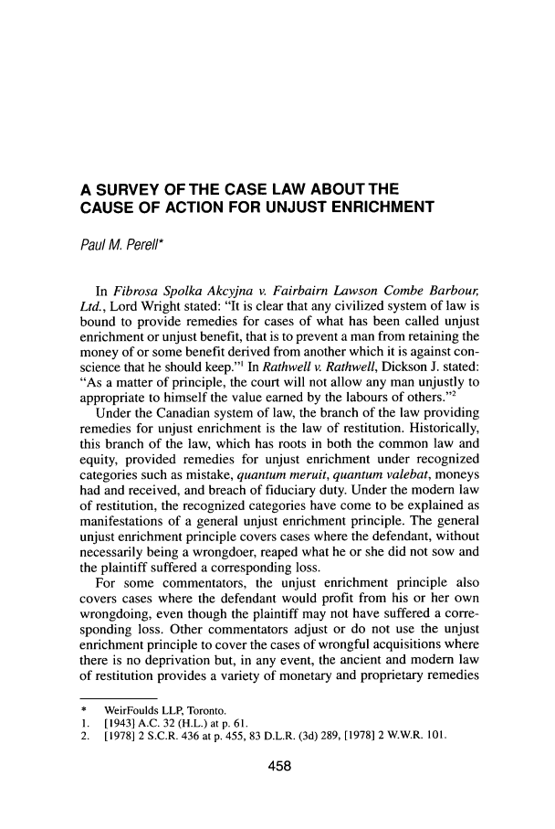 A Survey Of The Case Law About The Cause Of Action For Unjust a-survey-of-the-case-law-about-the-cause-of-action-for-unjust
