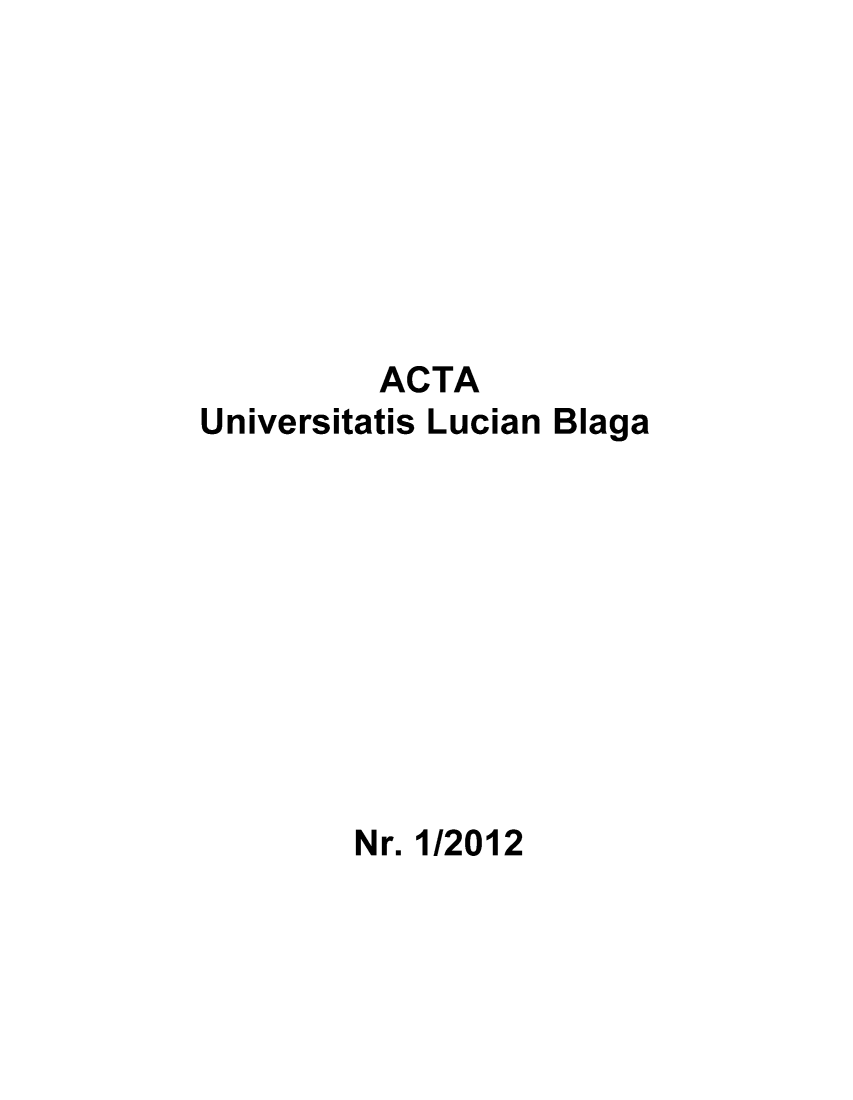 handle is hein.journals/asunlub2012 and id is 1 raw text is: ACTAUniversitatis Lucian BlagaNr. 1/2012