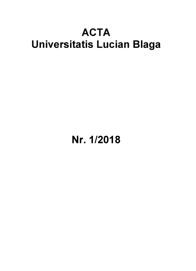 handle is hein.journals/asunlub2018 and id is 1 raw text is:          ACTAUniversitatis Lucian Blaga       Nr. 1/2018