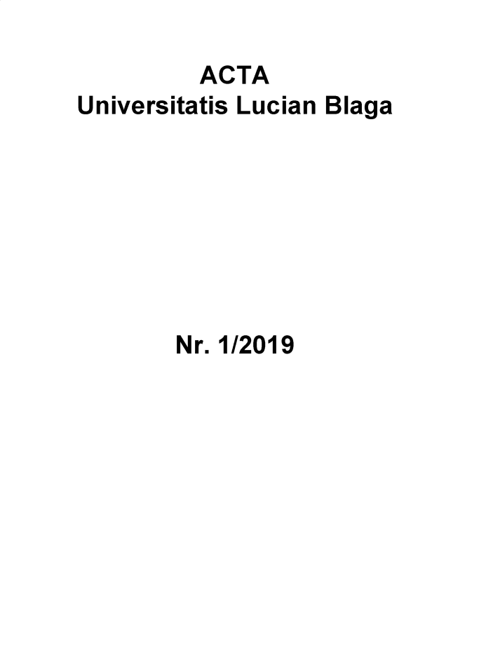 handle is hein.journals/asunlub2019 and id is 1 raw text is: ACTAUniversitatis Lucian BlagaNr. 1/2019