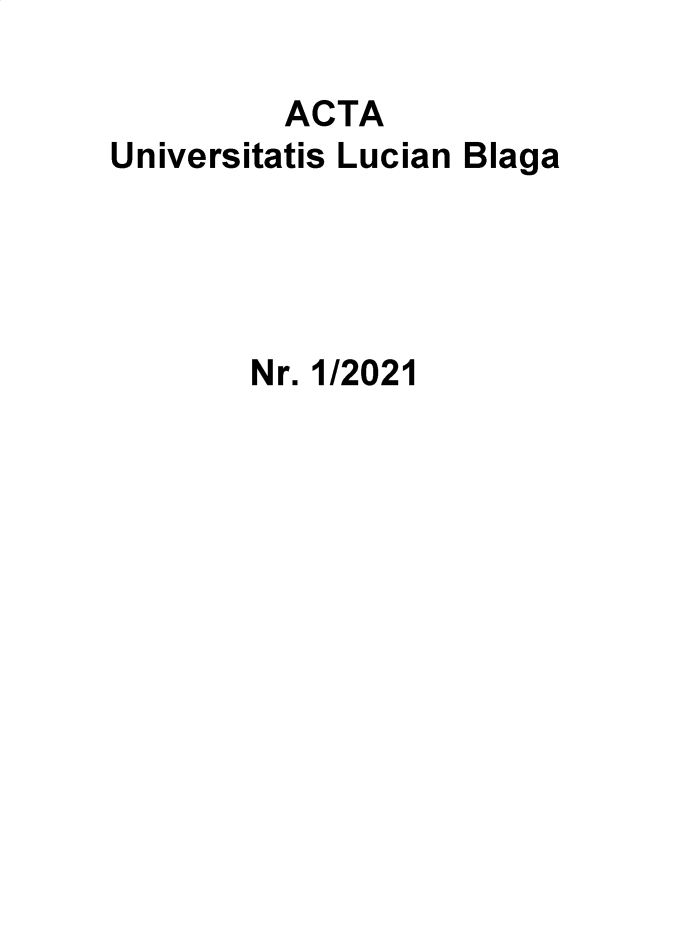 handle is hein.journals/asunlub2021 and id is 1 raw text is: ACTAUniversitatis Lucian BlagaNr. 1/2021
