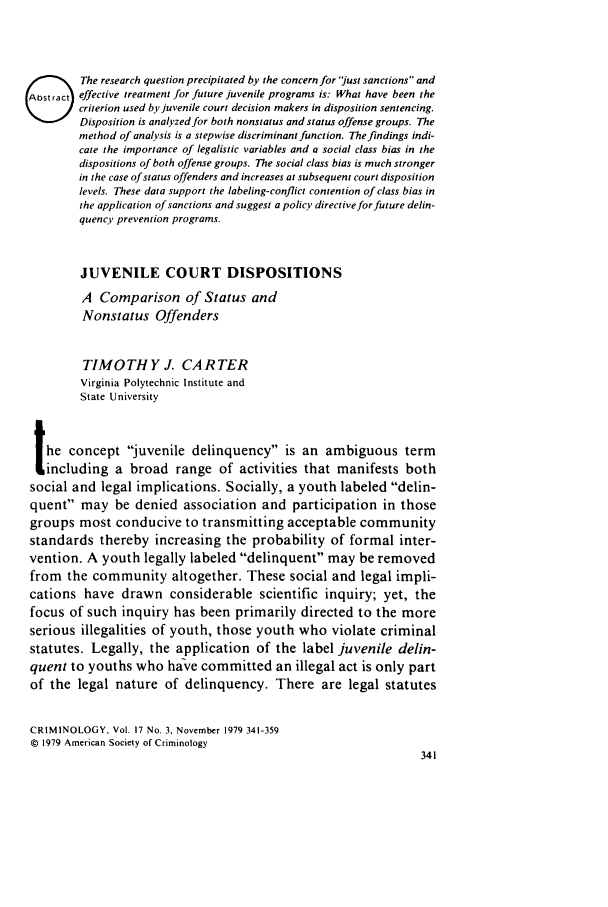 Juvenile Court Dispositions A Comparison of Status and Nonstatus Juvenile Court Dispositions A Comparison of Status and Nonstatus