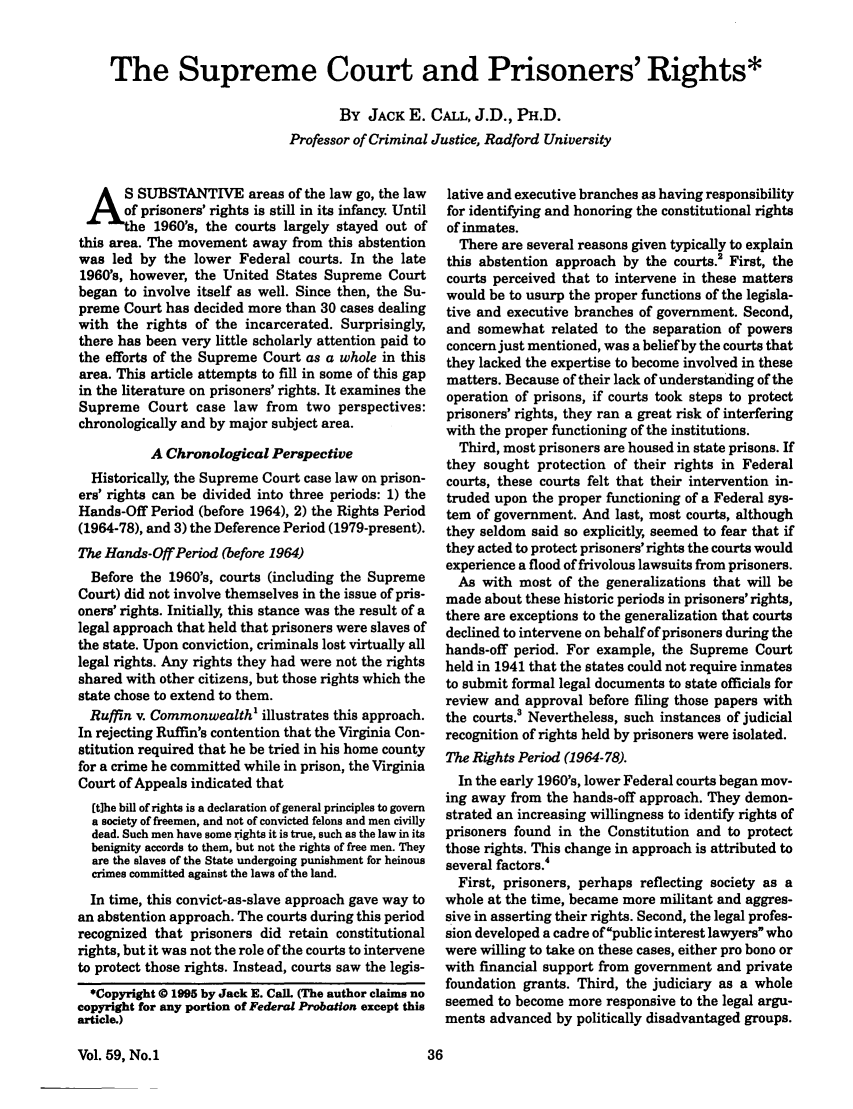 The Supreme Court And Prisoners Rights 59 Federal Probation 1995 the-supreme-court-and-prisoners-rights-59-federal-probation-1995