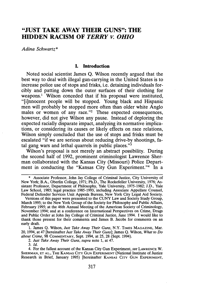 Just Take away Their Guns The Hidden Racism of Terry v. Ohio 23