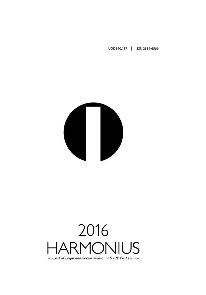 handle is hein.journals/harmonius2016 and id is 1 raw text is: UDK 340.137   1ISSN 2334-6566          2016HARMONIUSJournal ofLegal and Social Studies in South East Europe