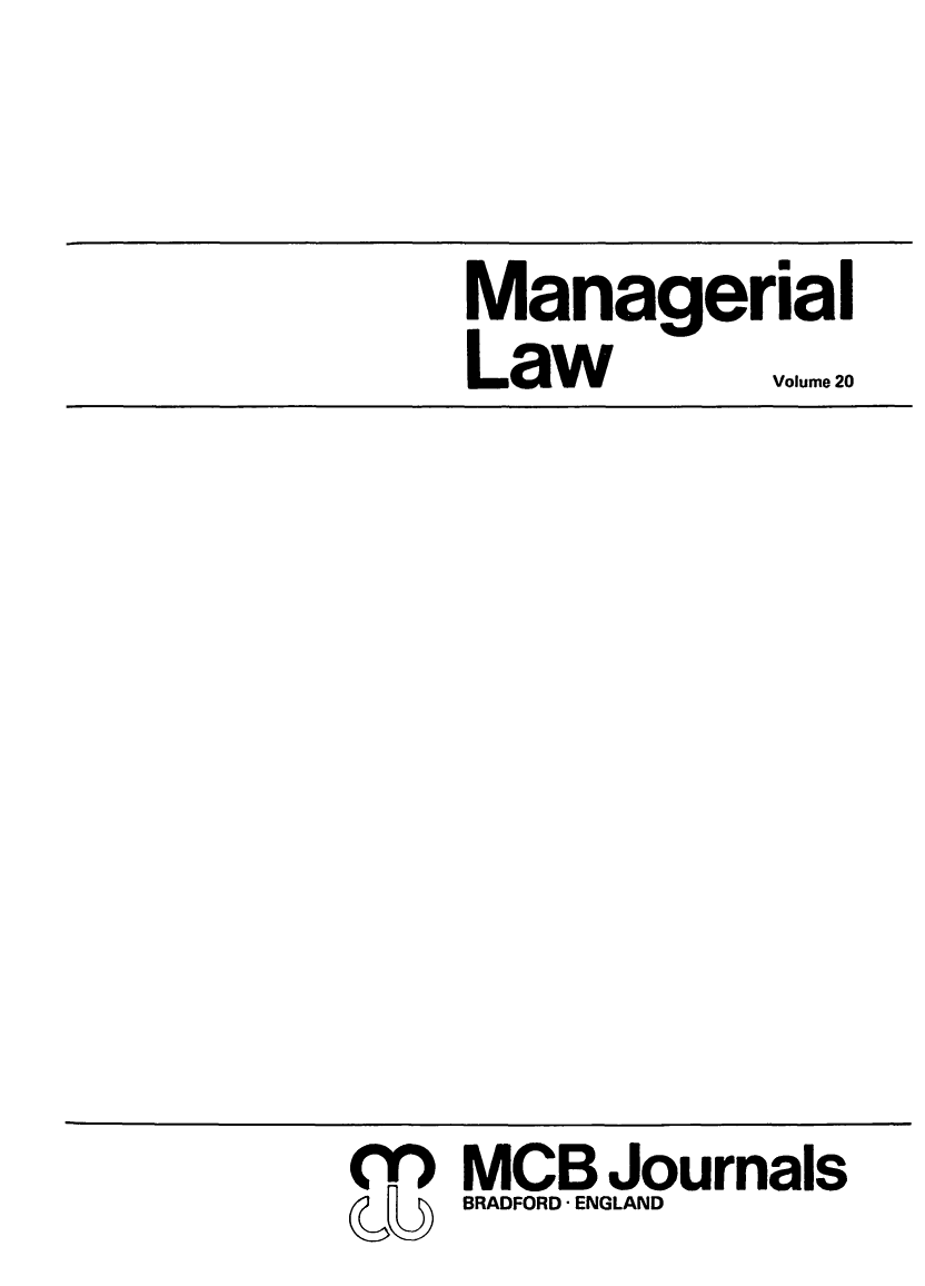 handle is hein.journals/ijlm20 and id is 1 raw text is: ManagerialLaw         VolumeGCB Journals(LU BRADFORD ENGLAND
