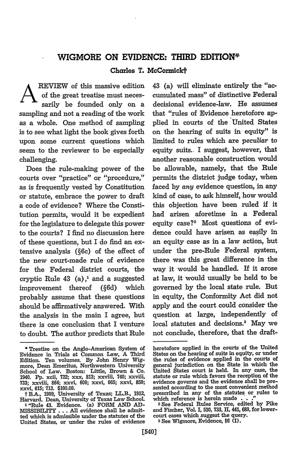 Wigmore On Evidence Third Edition 35 Illinois Law Review