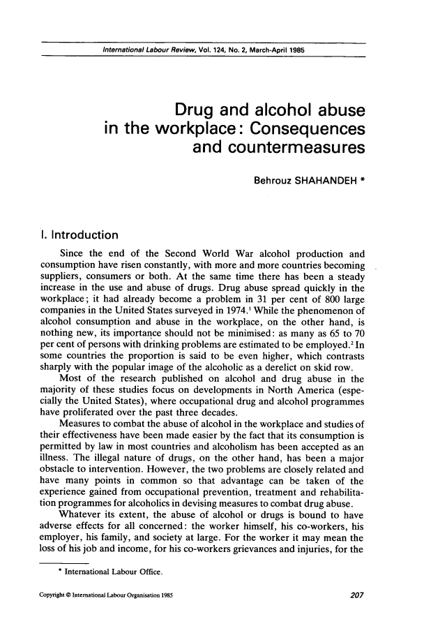 Drug and Alcohol Abuse in the Workplace Consequences and