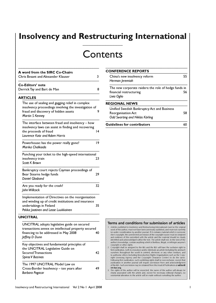 Insolvency And Restructuring International V 2