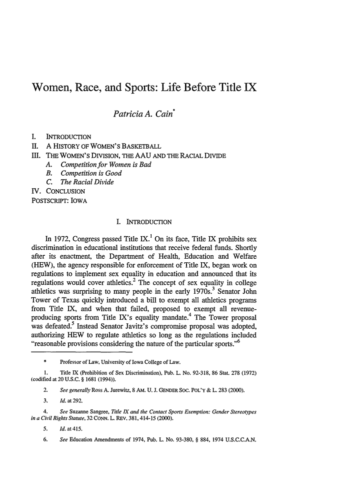 Women Race And Sports Life Before Title Ix Commentary 4 Journal Of Gender Race And Justice
