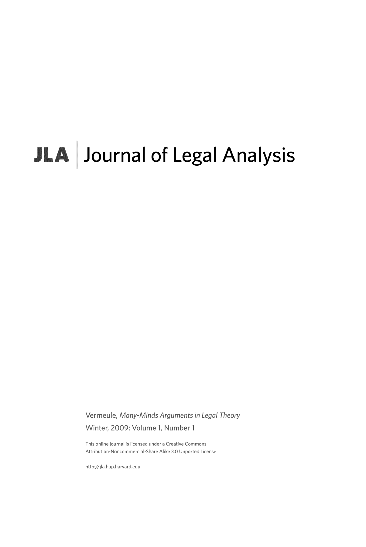 handle is hein.journals/jlegan1 and id is 1 raw text is: Journal of Legal Analysis