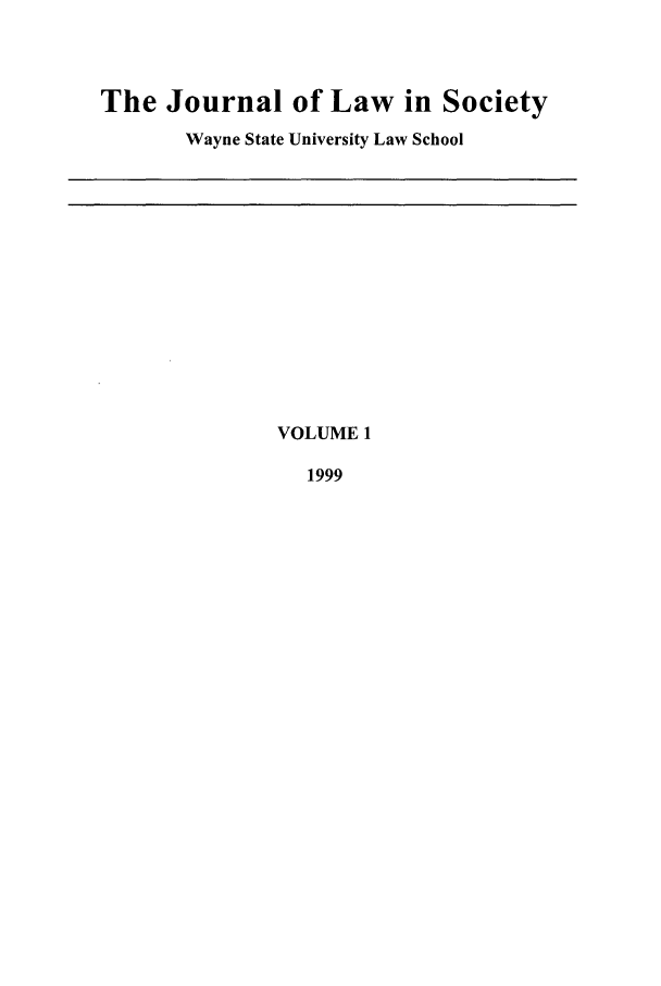Journal of Law in Society V. 1