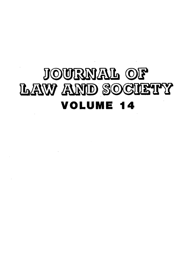 handle is hein.journals/jlsocty14 and id is 1 raw text is: VOLUME 14


