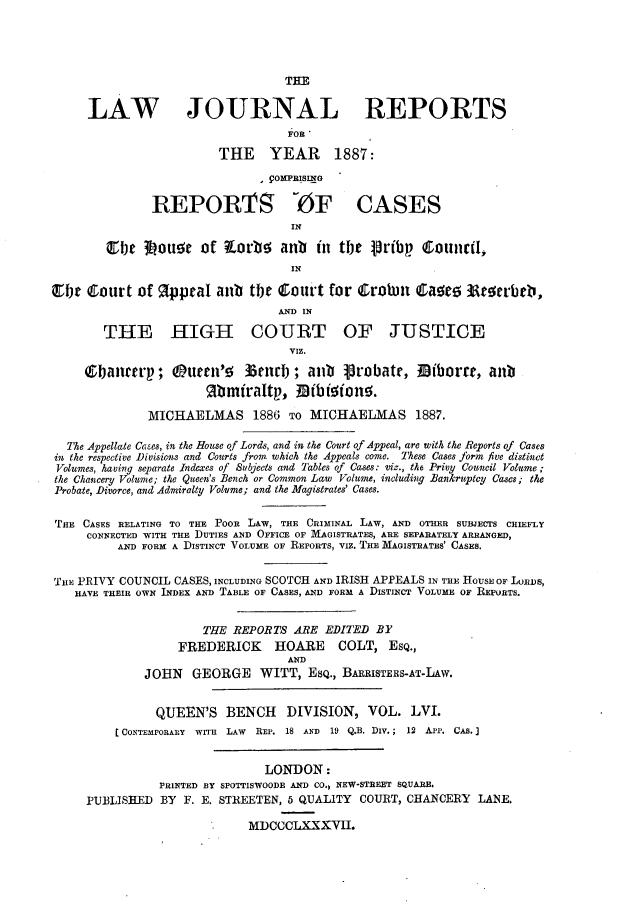 Law Journal Reports V 56