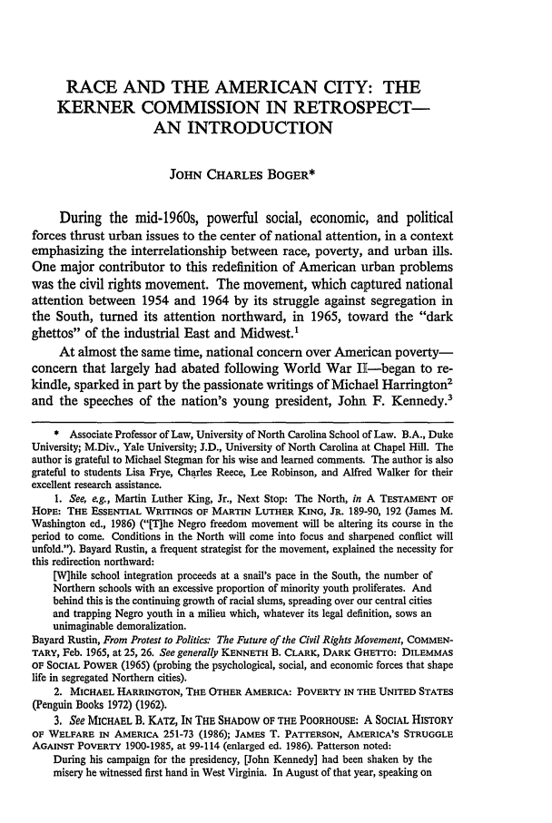 Race And The American City The Kerner Commission In Retrospect An Introduction Symposium The