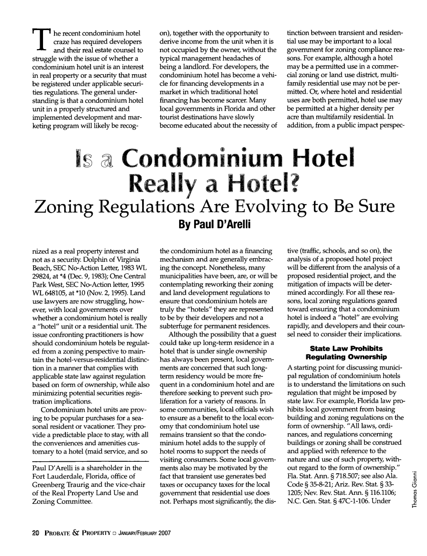 Is A Condominium Hotel Really A Hotel Zoning Regulations