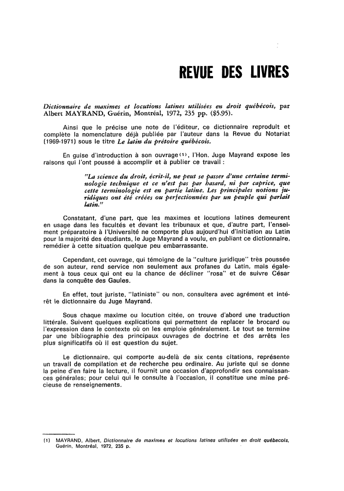Revue Des Livres 6 Revue Juridique Themis 1971