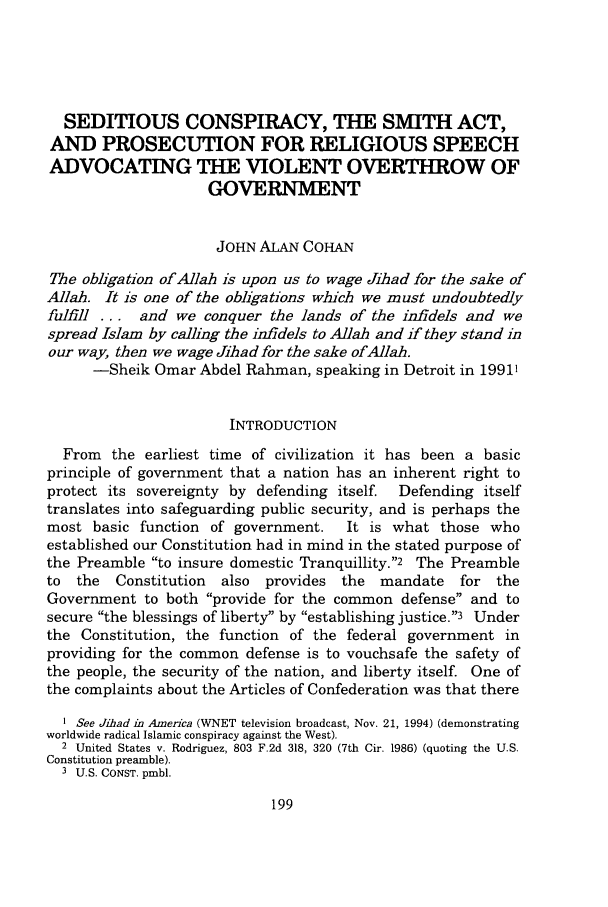 Seditious Conspiracy The Smith Act And Prosecution For Religious