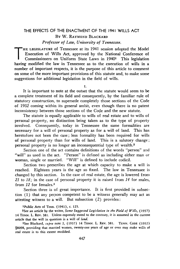The Effects Of The Enactment Of The 1941 Wills Act A 17 Tennessee Law the-effects-of-the-enactment-of-the-1941-wills-act-a-17-tennessee-law