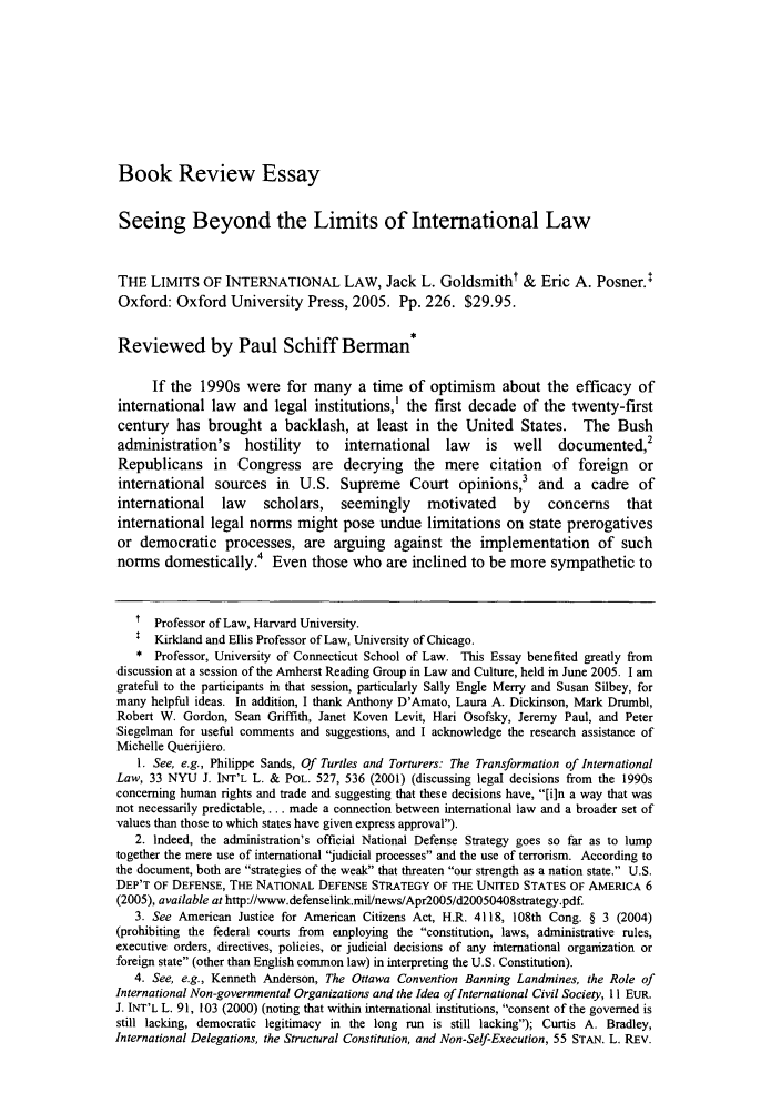 Seeing Beyond The Limits Of International Law Book Review Essay 84 Texas Law Review 2005 2006